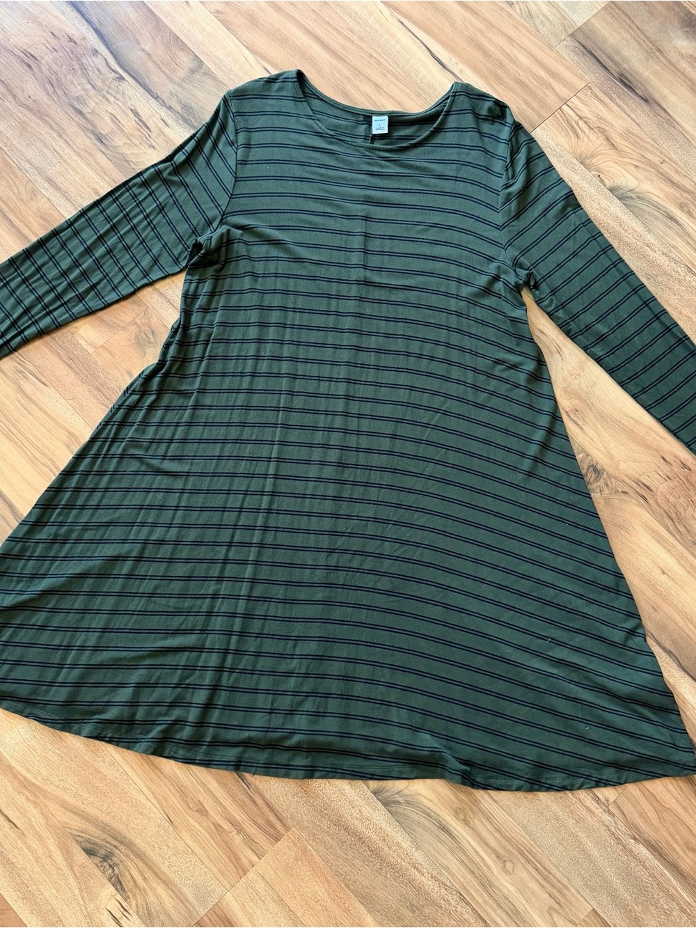 Old Navy Green Striped Long Sleeve Tunic Dress
